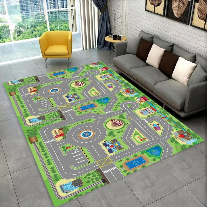 Tapis De Jeu Voiture ColorBaby 144x99 Cm - Ville Avec Routes & Accessoires Souples (3 Poussettes + Panneaux)