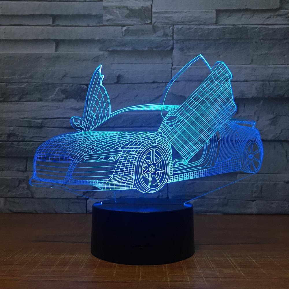Lampe Illusion 3D Led Veilleuse Retour Vers Le Futur Véhicule Auto