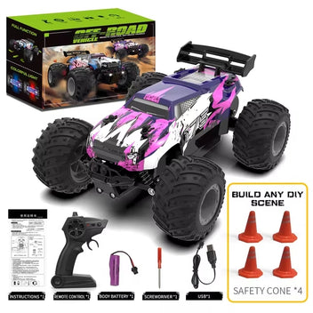 Kizeefun Voiture RC 1:20 Tout-terrain – 2 Batteries, 50 Min De Jeu, LED, Stickers DIY, 20 Km/h